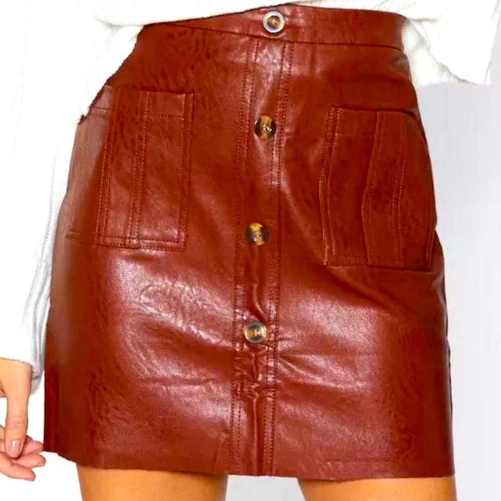 NASTY GAL Mini By Mini Faux Leather Skirt Size Large Ready to Ship✅